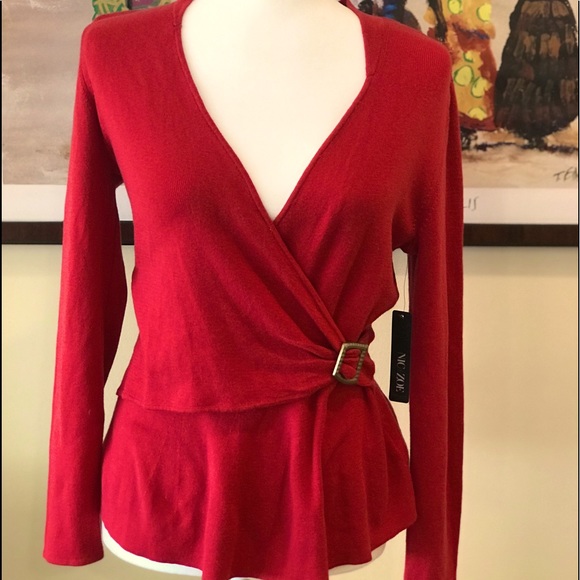 NIC+ZOE Tops - NIC+ZOE Red Knit Top Sz M